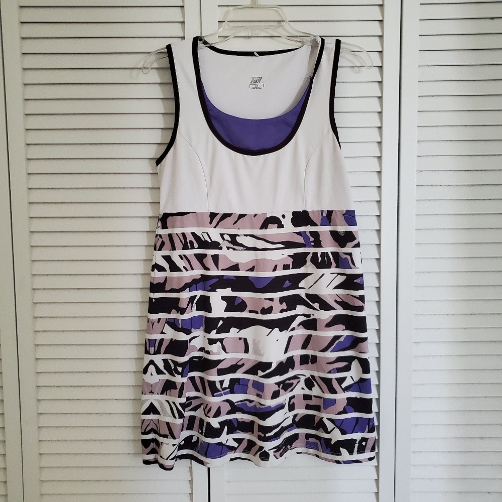 Tail Women's Mini Athletic Dress in Purple, Black, and White